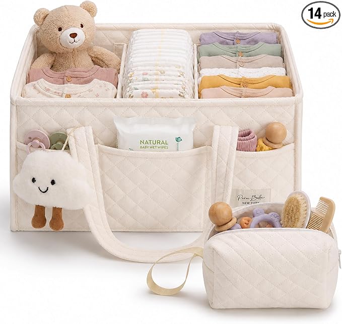 Baby Diaper Caddy Organizer, Baby Basket Shower Gift, Portable Changing Table by PeraBella