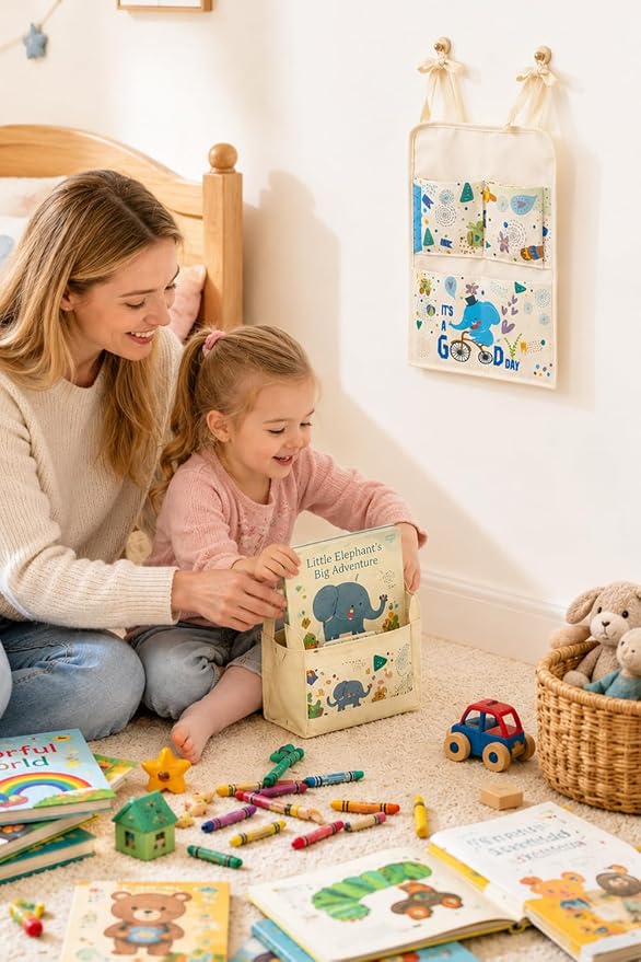 MellowSpace Elephant Crib Organizer Hanging Storage Bag – Baby Nursery Bedside - Image 4