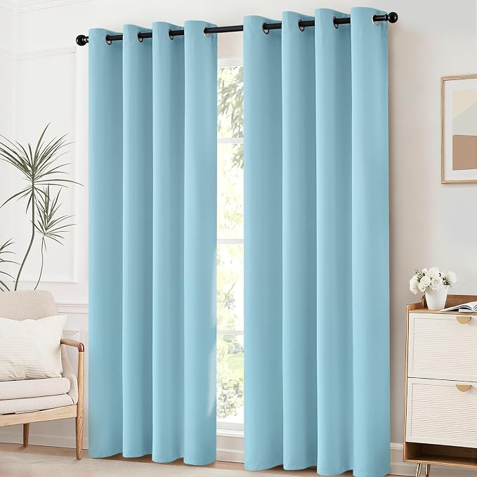 Yakamok Room Darkening Curtains 52x84 inch Length Sky Blue-Living Room | 2 - Image 2