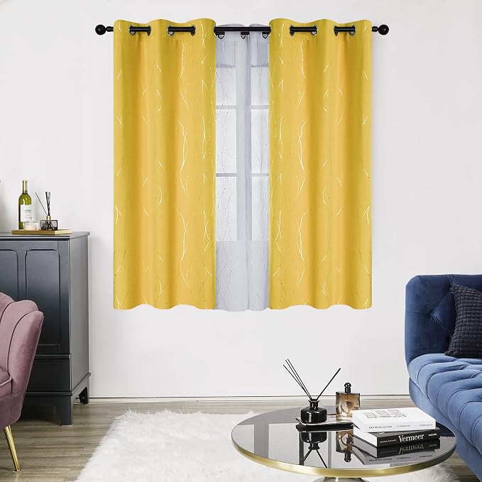 Deconovo Living Room Curtains 63 Inches Long, Thermal Insulated, Room Darkening - Image 2