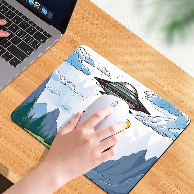 Design - UFO Square Mouse pad, Texture, Waterproof, Anti Slip Rubber Base, Computer Mouse pad, Laptop Mouse pad