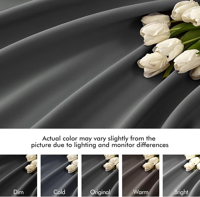 MIULEE Grey Back Tab Blackout Curtains 52x72 Inches Long 2 Panels Set | Rod - Image 8