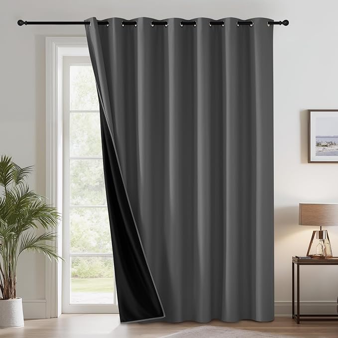 RYB HOME Extra Wide 100% Blackout Patio Door Grommet Curtain 96 inch Long | by RYBHOME