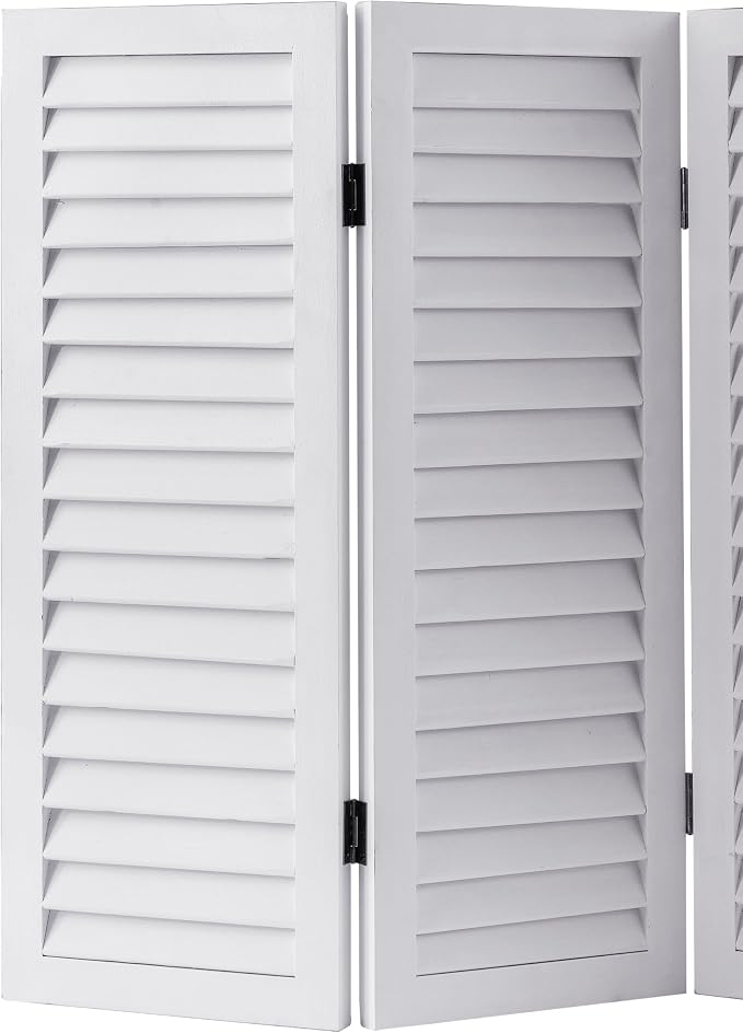 SOFE 2.6ft White Short Room Divider, 3-Panel Folding | Shutter Partition - Image 5