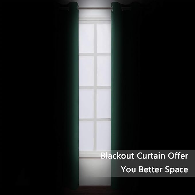 Green Blackout Curtains 34 x 84 Inch Length/Set of 2 Curtain Panels/Thermal - Image 3