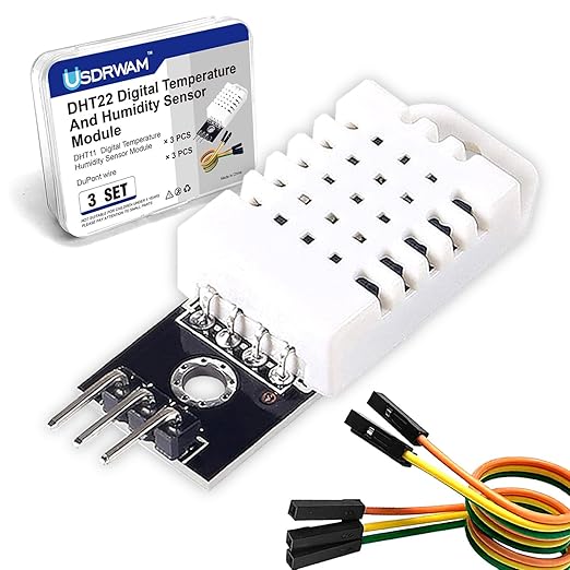 3 Set Digital Temperature and Humidity Sensor Modules, Compatible with DHT22/AM2302, 3.3V–5V Sensors for Arduino with Dupont Wires