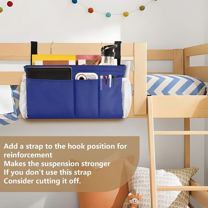 DOMIKING Blue Bedside Caddy for Dorm Bed Recliner Armrest Organizer - Image 6