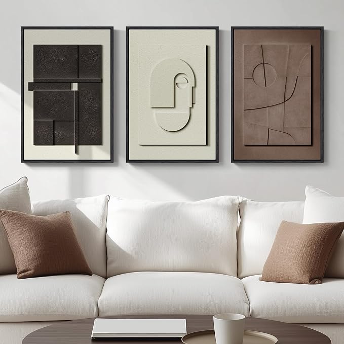 3D Textured Framed Abstract Wall Art, 3 Piece Modern Paintings Artwork - Image 5