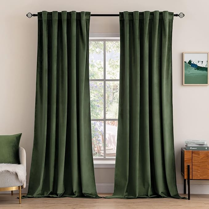 MIULEE Velvet Curtains Extra Wide 66x96 inches Olive Green Curtains | Luxury by MIULEE