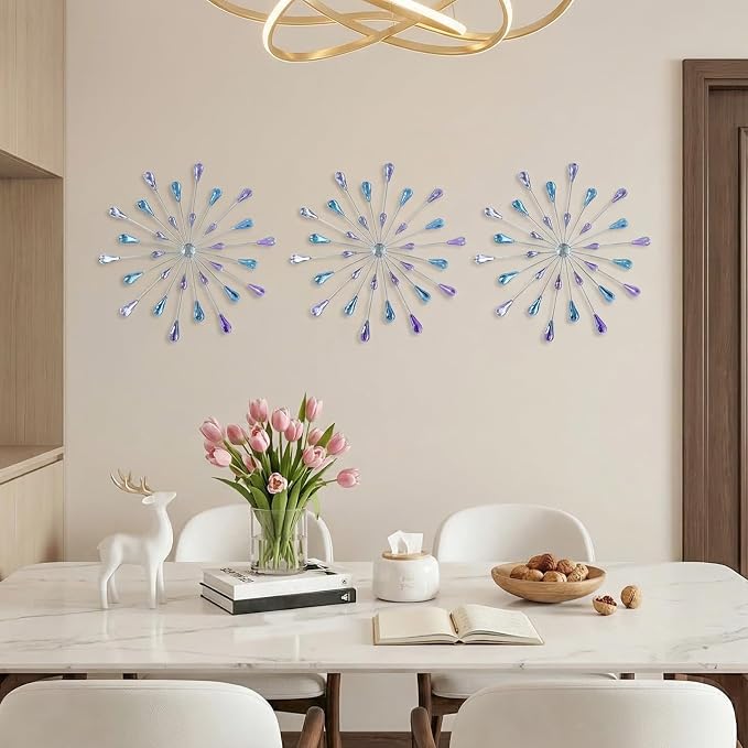 ZEXUIRU 3 Set Silver Starburst Wall Art - Image 2