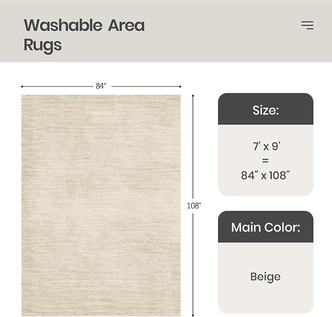 7x9 Area Rug Non Slip, Washable Area Rugs - Image 2