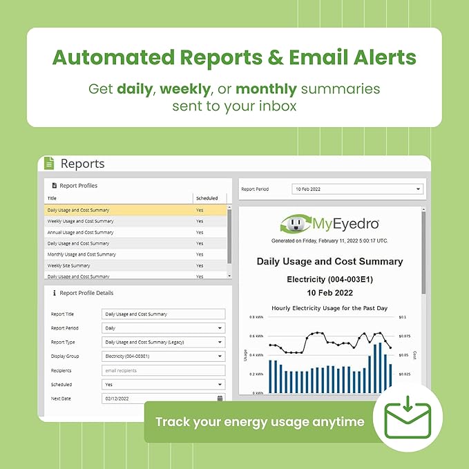 Eyedro Home Energy Monitor – Real-Time Electricity Usage Monitor with Solar Net Metering – Whole House Power Consumption Monitor – WiFi/Ethernet Smart Energy Meter with Reports & History, 2 Sensors