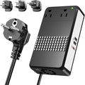 220V to 110V Voltage Converter, 600W AC Sockets Power Any American Appliances Overseas, 48W GaN USB Charger, Universal Power Plug Adapter Voltage Converter US to Europe International Travel