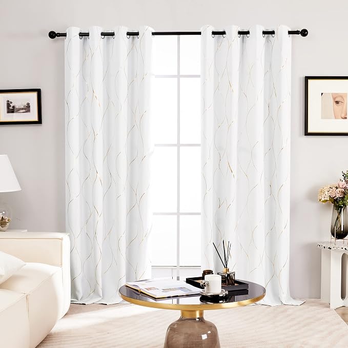 Deconovo Curtains for Living Room, Pattern Blackout Curtains 84 Inches Long | - Image 2