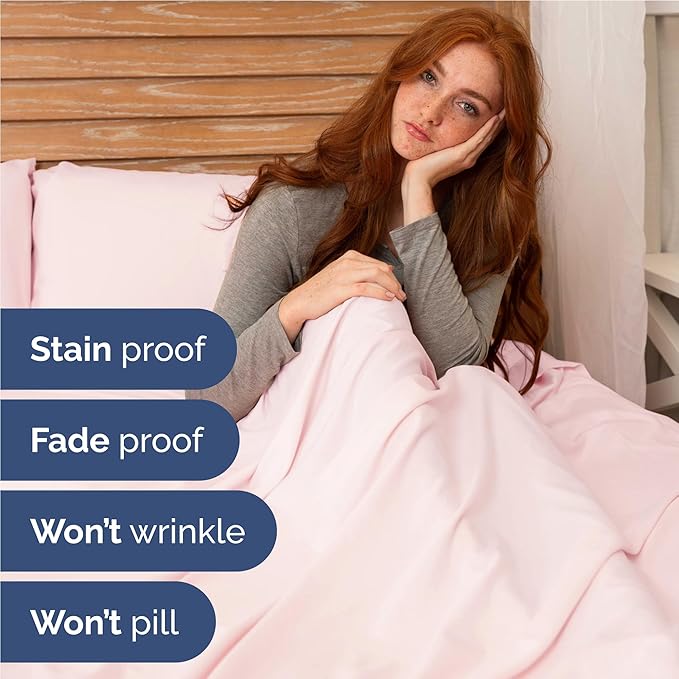 Full 6 Piece Sheet Set - Cooling, Comfy & Breathable - Hotel Luxury Bedding, Includes Fitted Sheet for Women, Men, Kids & Teens - 1 Flat, 1 Fitted Sheet, 4 Pillowcases w/Deep Pockets - Lavender Pink
