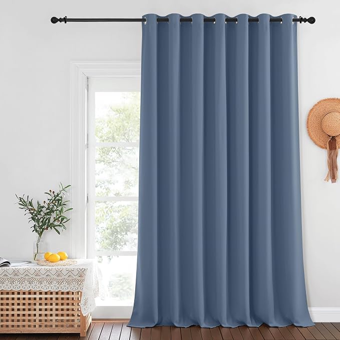 NICETOWN Stone Blue Blackout Curtain 120 inch Length, Grommet Window Treatment by NICETOWN