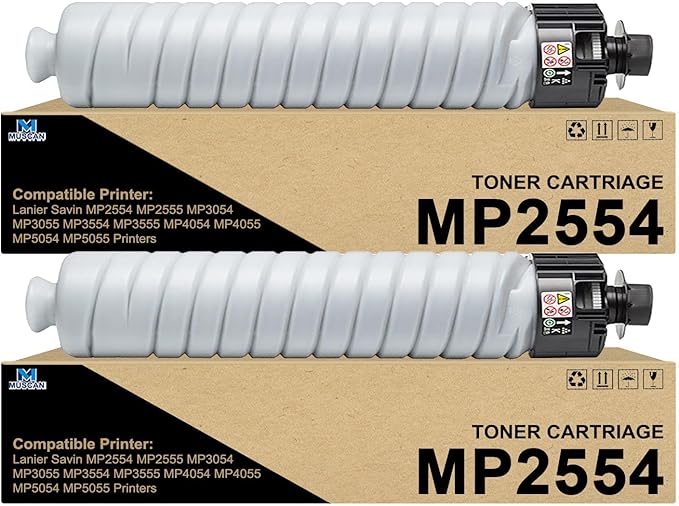 MP2554 MP3554 Toner Cartridge Replacement for Ricoh Lanier Savin MP2554 MP2555 MP3054 MP3055 MP3554 MP3555 MP4054 MP4055 MP5054 MP5055 MP6054 MP6055 IM2500 IM3500 IM4000 IM5000 Printers (2 Black )