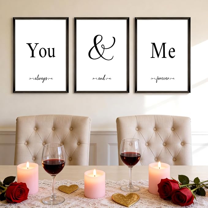 Houmury Set of 3 Framed Wall Decor Farmhouse Wall Art You & Me Always and - Image 9