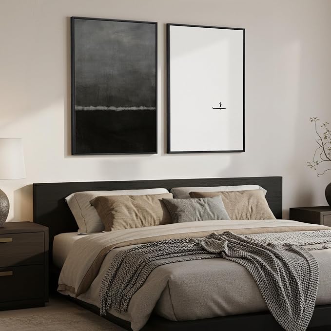 Large Framed Black and White Abstract Wall Art - Image 4