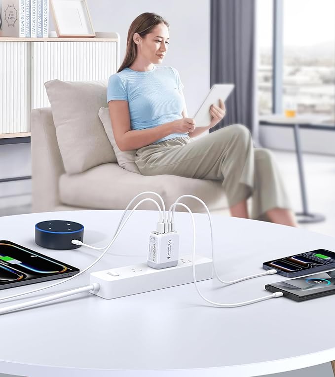 USB C Wall Charger Block, 2Pack 60W 5-Port C Charger Fast Charging Block PD Power Adapter +QC 3.0 Multiport Type C Box Brick Cube USB A Wall Plug for iPhone 15/16/17 Pro Max Plus, iPad,Samsung Galaxy