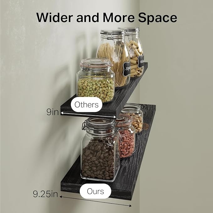 BAYKA Black Floating Shelves 35.4in, Wall Mounted - Image 6