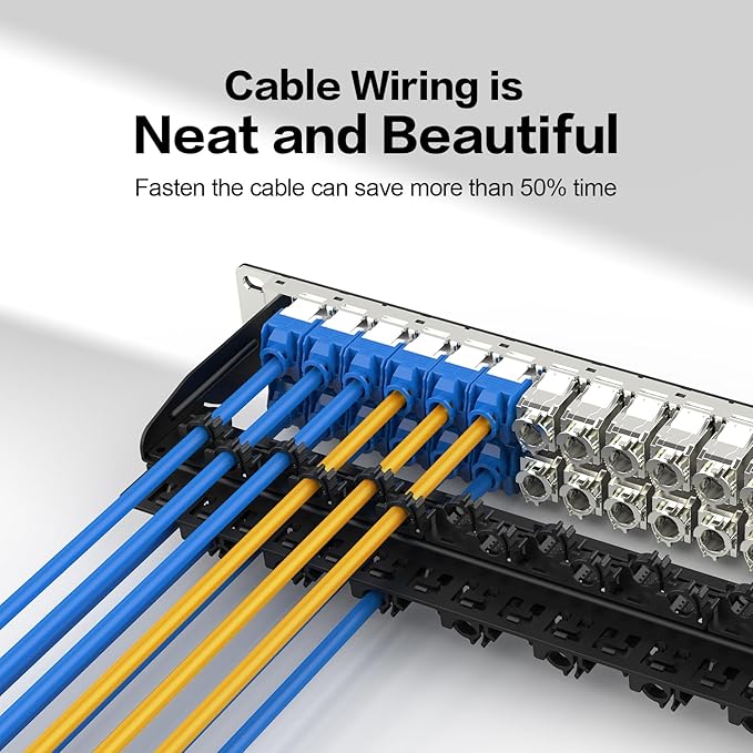 PBAEGAV 48 Port Patch Panel Blank UTP/STP 1U 19" Keystone Patch Panel with Cable Management and Support Bar Compatible with LC/SC/ST/FC/USB/HDMI Keystone Jack(48 Port)