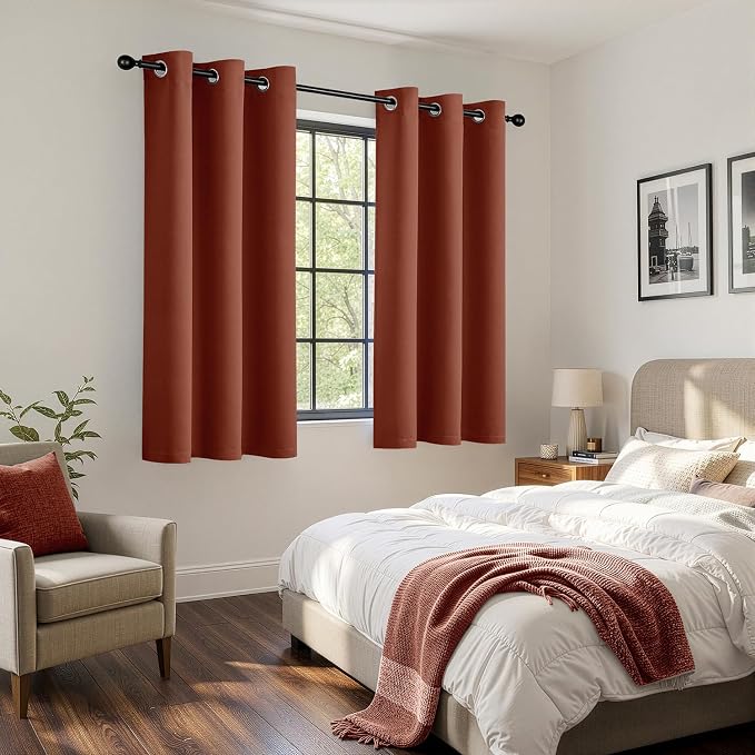 Short Fall Rust Blackout Kitchen Curtain Terracotta W40 x L54 Inch | Burnt - Image 6