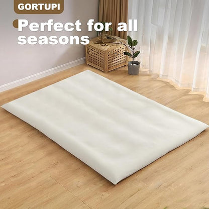 Floor Futon Cover Twin Size 82" L x 41" W Japanese Floor Futon Mattress Slipcover Tatami Mats Cover Washable Beige