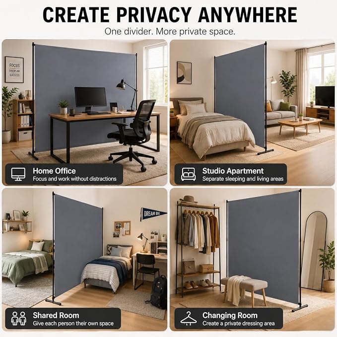 Room Divider, 72x72Inch Large Single Panel Privacy Screen - Image 6