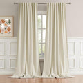 120 Inch Long Back Tab Beige Long Curtains by DUALIFE