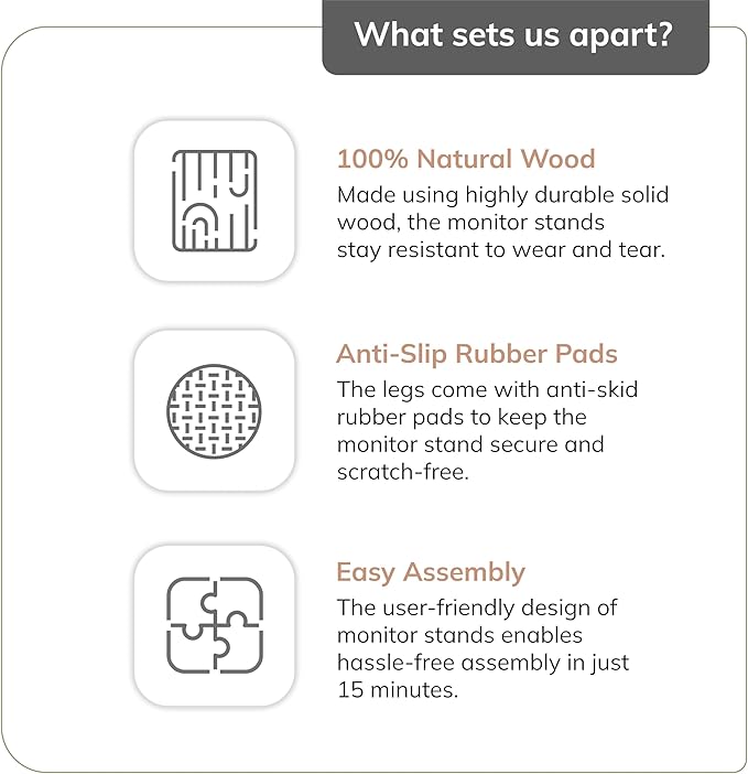 Anji Mountain Wooden Monitor Stand - Elegant Monitor Riser, Perfect Monitor Stand for Desk Organization, Durable Wood Construction monitor stands, Enhances Ergonomics and Workspace Efficiency,Black