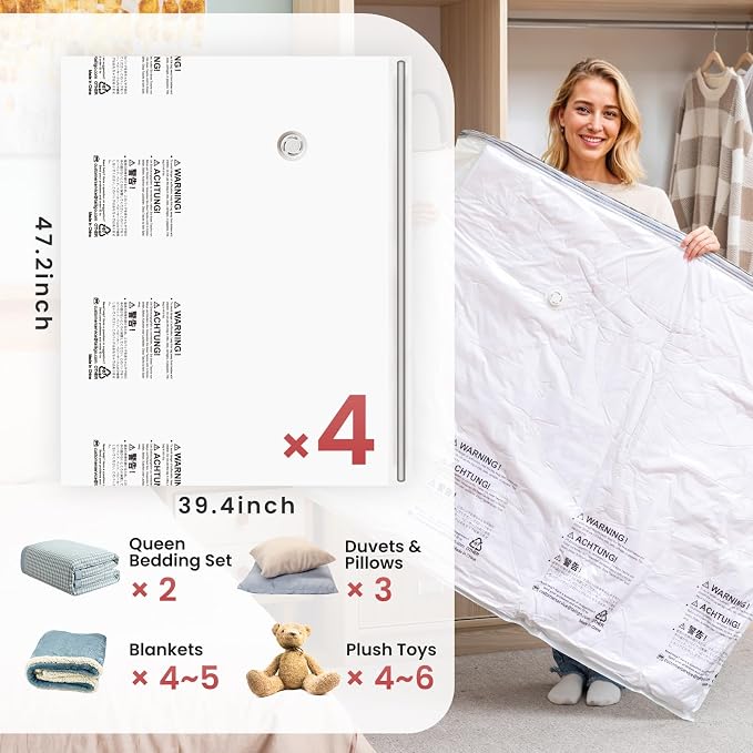 TAILI 4 Pack Vacuum Storage Bags, XXL Jumbo, Cream | Vacuum Seal Bags - Image 2