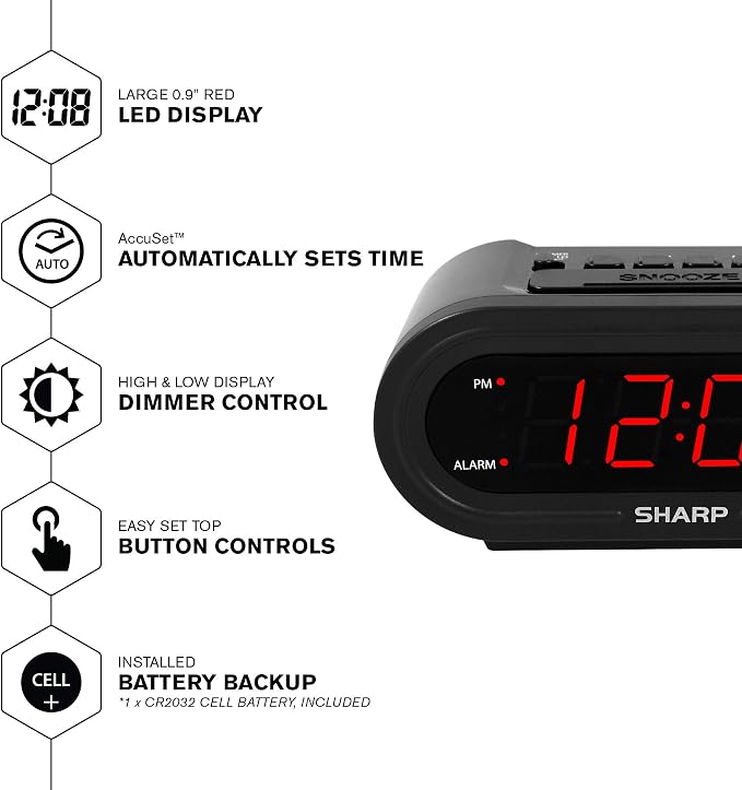 Sharp AccuSet Self-Setting Alarm Clock - Image 2