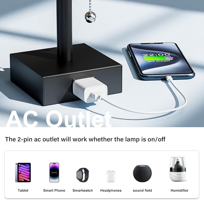 White Bedside Lamps for Bedroom Set of 2 - Image 7