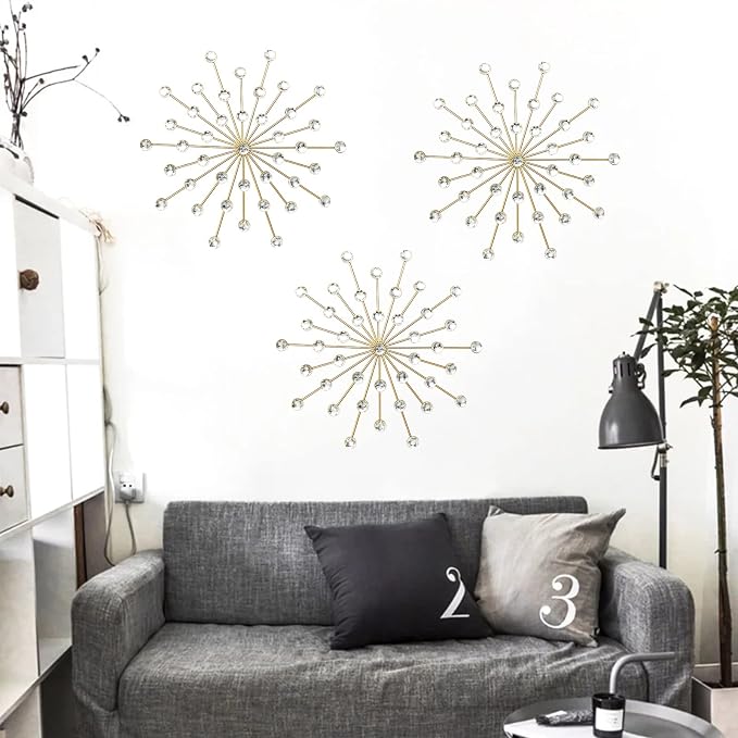 ZEXUIRU 3 Set Gold Starburst Wall Art - Image 2