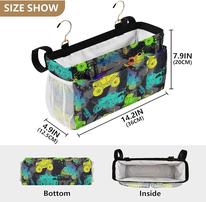 Monster Trucks tag8 Bedside Caddy Storage Bag Bedside Organizer - Image 4