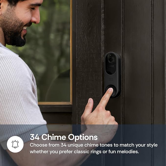 Luna Doorbell Camera Wireless, AI Human/Package Detection, Instant Alerts, Night Vision, 2-Way Audio, Battery/Wired Powered, Cloud Storage, 2.4GHz Wi-Fi Smart Video Doorbell with Chime