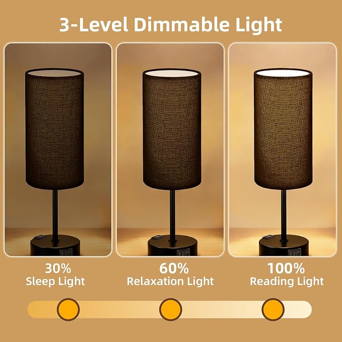 Table Lamp for Nightstand, High-Sensitivity Touch, 3-Level Dimmable Bedside Lamp - Image 3