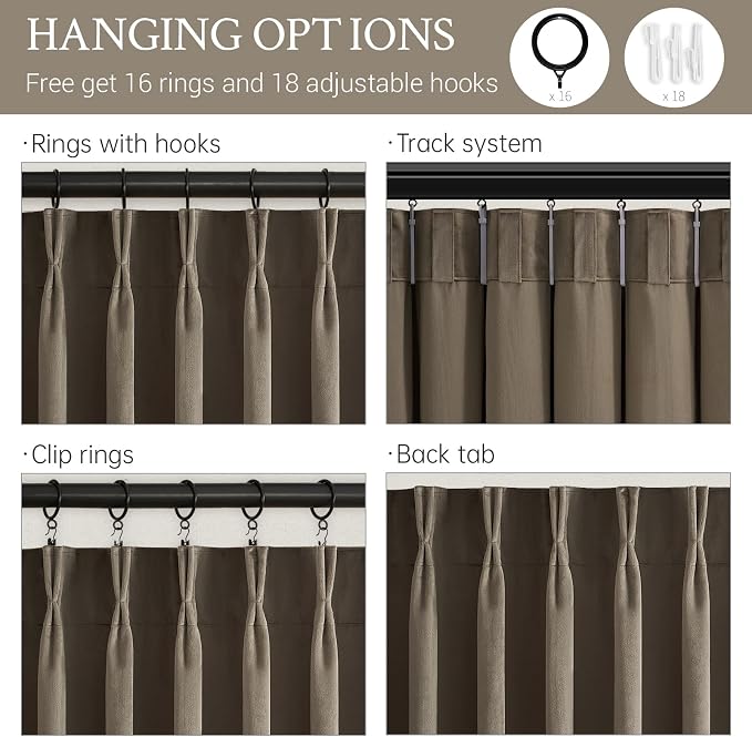 Velvet Blackout Curtains 96 Inch Long, Room Darkening Soundproof Floor to - Image 4