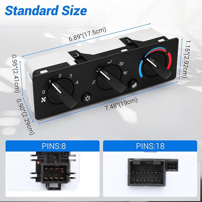 Q21-6012 AC Climate Control Module Compatible with Peterbilt 325 330 335 337 348 357 365 367 378 379 384 385 386 388 389 Trucks A/C Control Panel, Q216012 HVAC Air Temperature Controller Switch Unit