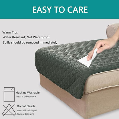 U-NICE HOME Sectional Couch Cover for Dogs Chaise Lounge Reversible Sofa Cover Furniture Protector Cover for Pets with Elastic Adjustable Strap (Chaise Lounge, Grey/Beige)