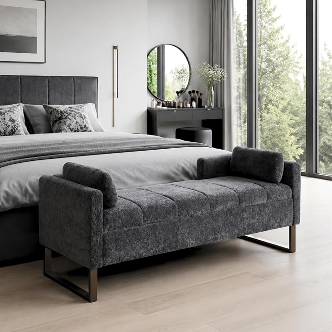 64" King Size End of Bed Storage Bench by Aortzio