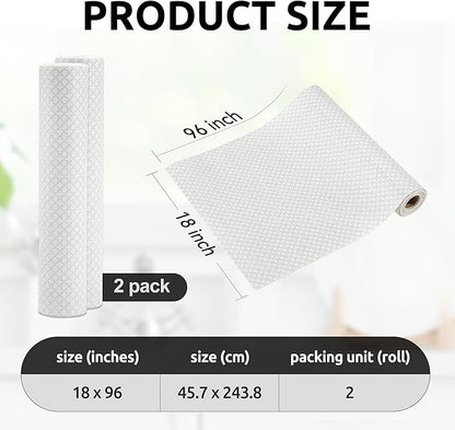 RAY STAR 18X96 Inch Shelf Liner for Kitchen Cabinets, Non-Adhesive Cabinet Liner Washable, PVC Drawer Liner for Dresser Non-Slip Bathroom (White Circle)(2 Roll)
