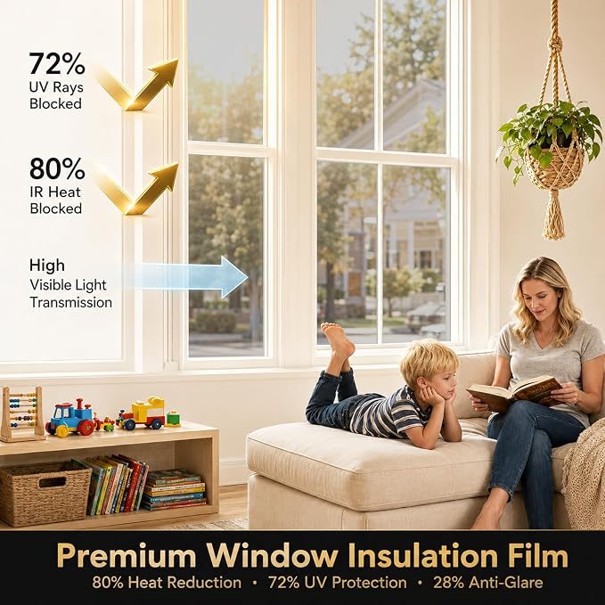 One Way Privacy Window Film Heat Control Mirror Tint 23.6Inx32.8Ft | Reflective - Image 3