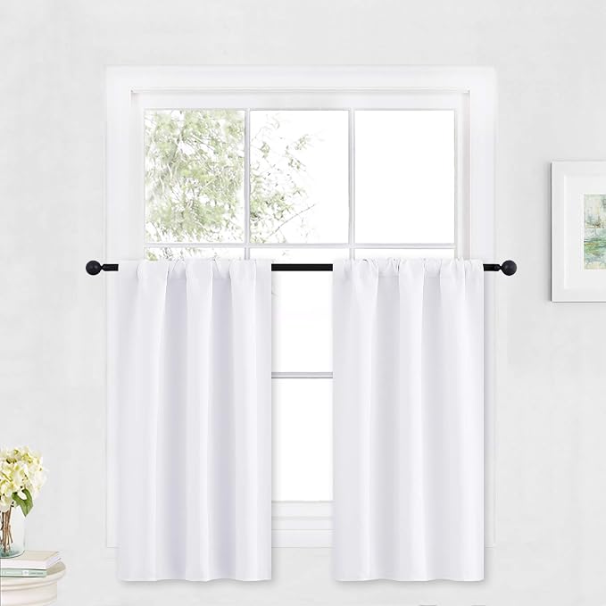 RYB HOME Cafe Curtains 30 inch Length, Short Window Curtain Tiers | Light UV by RYBHOME
