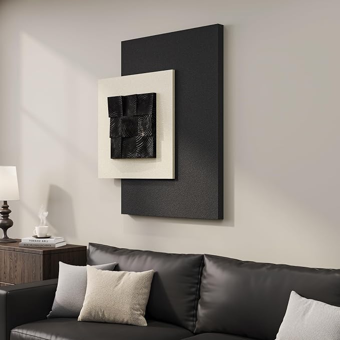 Cuspin Large 3D Wood Textured Wall Art, Abstract Minimalist Geometric Wooden - Image 2