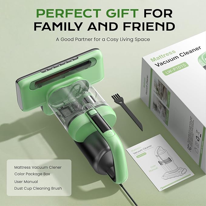 MYUAKO Mattress Vacuum Cleaner Bed Vacuum Versatile Handheld Vacuums with 500W 18Kpa Power Suction & 253.7nm U-V-C Light & Heating Tech & 30000 RPM/Min Brush Roll Rotation Corded