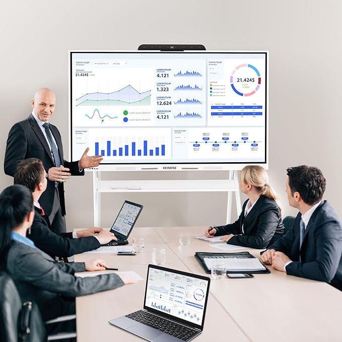 KEINONE Interactive Smart Board for Classroom, 85” 8+128 GB Electronic Digital Whiteboard Built-in Android OS & Open App Ecosystem - 4K Touchscreen Smartboard for Home Office School Studio Display
