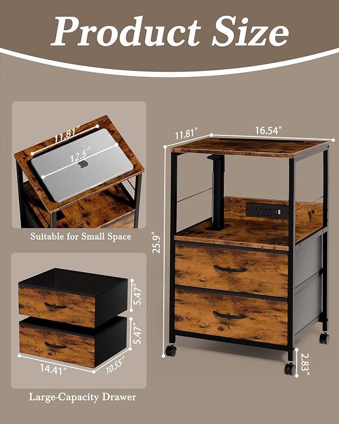 Faesun Swivel Lift Top Nightstand - Image 2