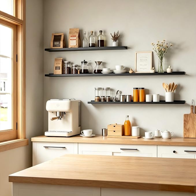 Black Floating Shelves for Wall Decor, 60 in Shelf - Image 2